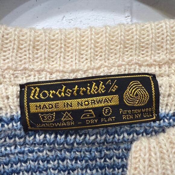 Vintage Nordstrikk Norwegian Fair Isle Sweater Nordic Cardigan Pure New Wool S/M - Picture 11 of 15